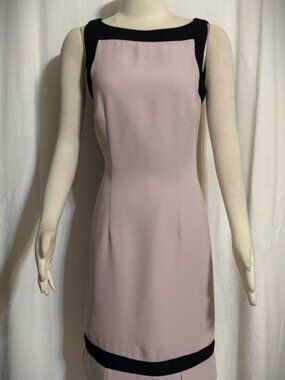 Womens Ladies LINEA DOMANI Pink & Black Lined Tailored Knee Dress 6 ORIG $168